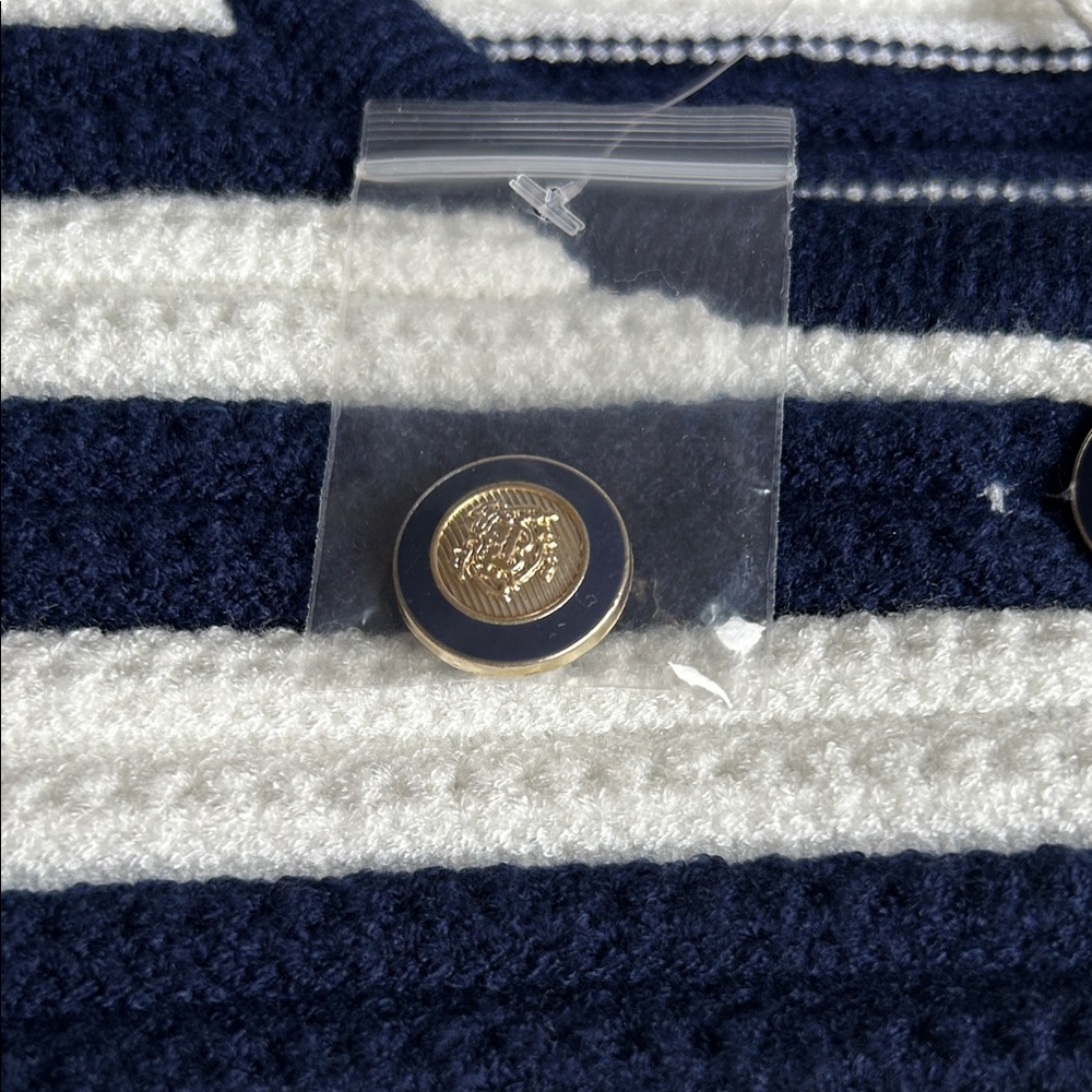 Joie Navy and White Striped Knit Button Front Vest - Picture 3 of 8
